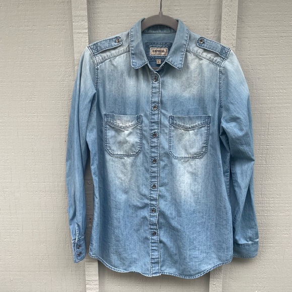Express Light Blue Denim Shirt - Picture 1 of 4